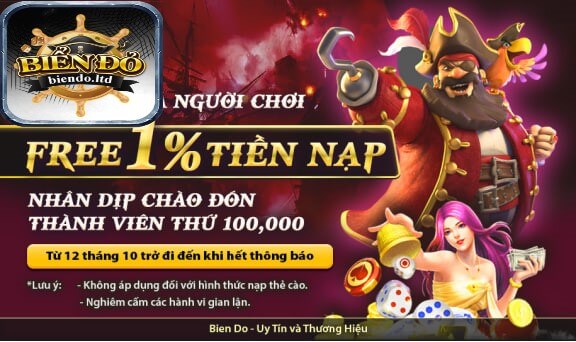 FREE 1% TIỀN NẠP cho tất cả hội viên tại biendo